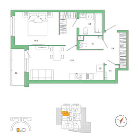 49,5 м², 1-комнатная квартира 12 876 860 ₽ - изображение 22