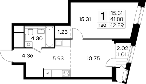 42,9 м², 1-комнатная квартира 12 699 999 ₽ - изображение 32