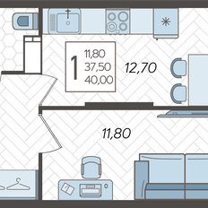 Квартира 40 м², 1-комнатная - изображение 2