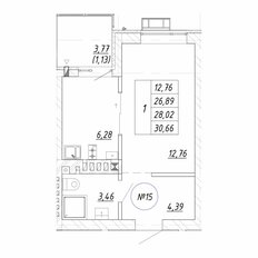 Квартира 28 м², 1-комнатная - изображение 3