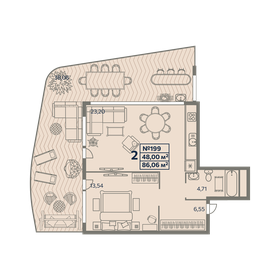 Квартира 86,1 м², 2-комнатные - изображение 1