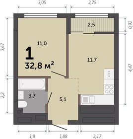 Квартира 32,8 м², 1-комнатная - изображение 1