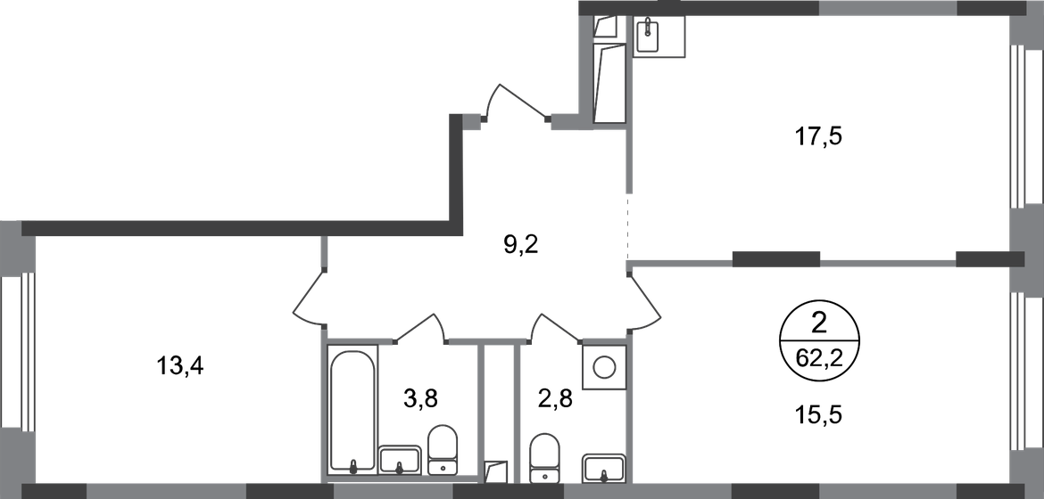 62,2 м², 2-комнатная квартира 15 156 975 ₽ - изображение 30