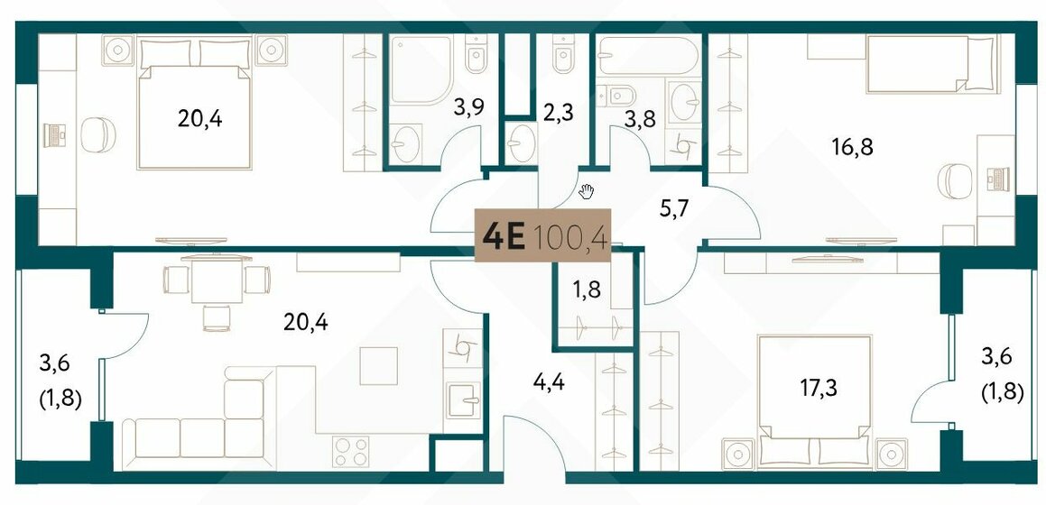 100,2 м², 3-комнатная квартира 49 900 000 ₽ - изображение 1