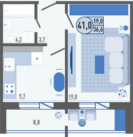 Квартира 41,2 м², 1-комнатная - изображение 1