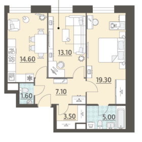 Квартира 64,2 м², 2-комнатная - изображение 1