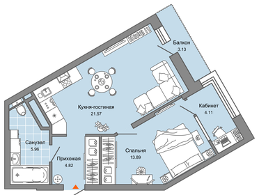 53 м², 2-комнатная квартира 6 708 765 ₽ - изображение 26