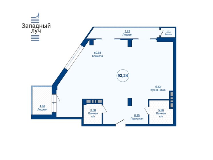 93,2 м², 3-комнатная квартира 16 783 200 ₽ - изображение 1