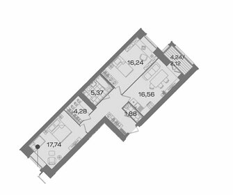 Квартира 74,3 м², 2-комнатная - изображение 1