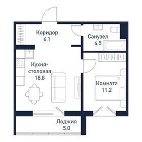 40,5 м², 1-комнатная квартира 5 065 000 ₽ - изображение 5