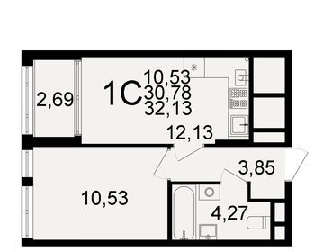 30,8 м², 2-комнатная квартира 2 550 000 ₽ - изображение 118