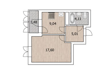 Квартира 37,2 м², 1-комнатная - изображение 1