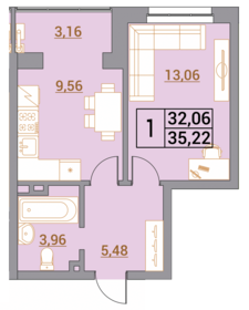 34,9 м², 1-комнатная квартира 3 490 000 ₽ - изображение 62