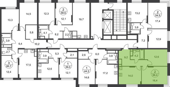 Квартира 56,4 м², 2-комнатная - изображение 2