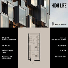 Квартира 24,4 м², 1-комнатная - изображение 1