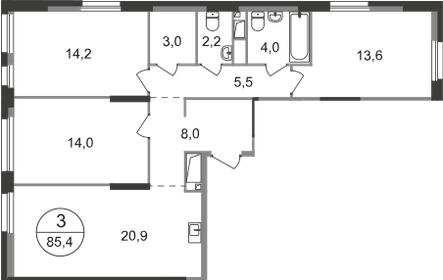 86,3 м², 3-комнатная квартира 19 608 430 ₽ - изображение 60