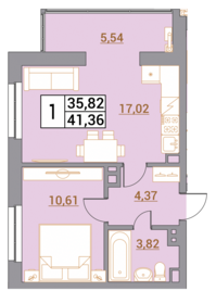 Квартира 41,4 м², 1-комнатная - изображение 1