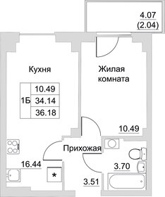 36,3 м², 1-комнатная квартира 2 827 500 ₽ - изображение 4