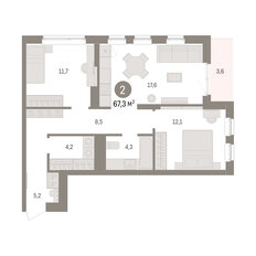 Квартира 67,3 м², 2-комнатная - изображение 2