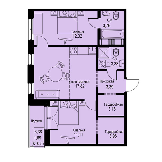 60,6 м², 2-комнатная квартира 12 004 740 ₽ - изображение 1