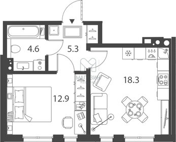 Квартира 41,1 м², 1-комнатная - изображение 1