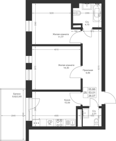 56,4 м², 2-комнатная квартира 8 120 160 ₽ - изображение 33