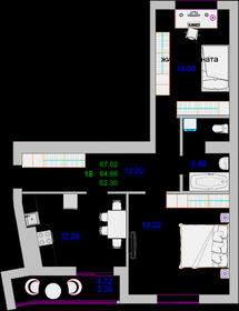 65,5 м², 2-комнатная квартира 10 824 000 ₽ - изображение 24