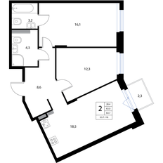 Квартира 63,7 м², 3-комнатная - изображение 2