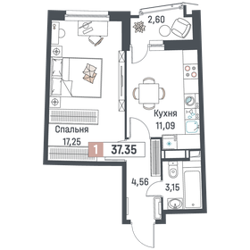 37,4 м², 1-комнатная квартира 6 446 610 ₽ - изображение 3