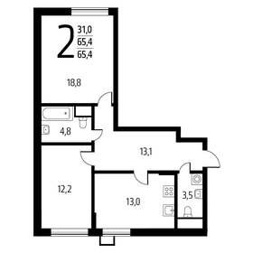 Квартира 65,4 м², 2-комнатная - изображение 1