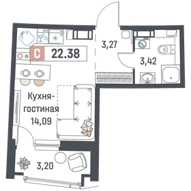 Квартира 22,4 м², студия - изображение 1