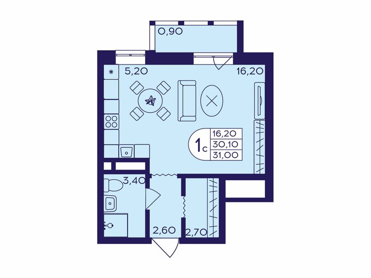 31 м², 1-комнатная квартира 5 611 000 ₽ - изображение 41