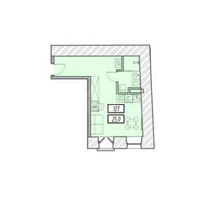 Квартира 25 м², студия - изображение 4