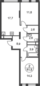 61,8 м², 2-комнатная квартира 17 101 698 ₽ - изображение 30