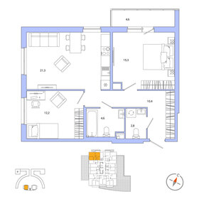 75 м², 3-комнатная квартира 14 950 000 ₽ - изображение 75