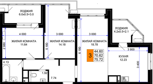 90 м², 3-комнатная квартира 8 700 000 ₽ - изображение 104
