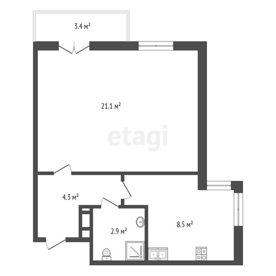 41 м², 1-комнатная квартира 11 000 000 ₽ - изображение 1