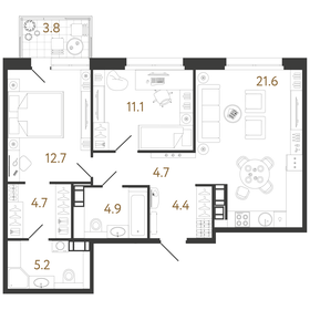 Квартира 69,3 м², 2-комнатная - изображение 1