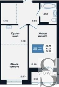 Квартира 52,8 м², 1-комнатная - изображение 1