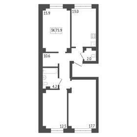 Квартира 77,4 м², 3-комнатная - изображение 2