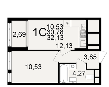 32,1 м², 1-комнатная квартира 3 020 220 ₽ - изображение 3