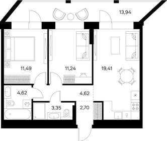 Квартира 64,4 м², 2-комнатная - изображение 1