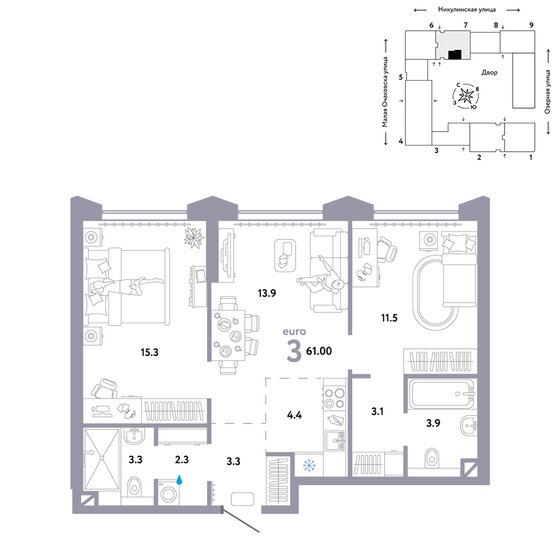 61 м², 3-комнатная квартира 25 390 000 ₽ - изображение 1