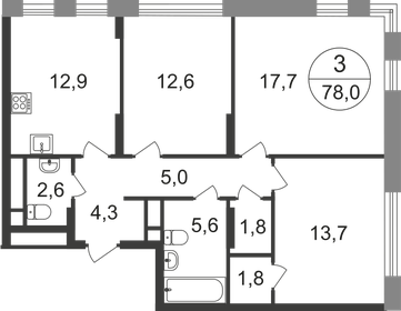 74,3 м², 3-комнатная квартира 19 990 000 ₽ - изображение 108