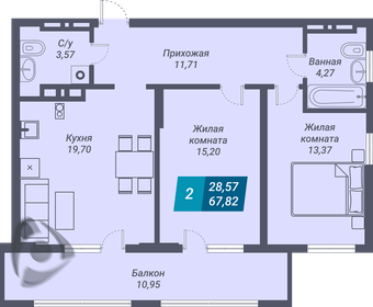 Квартира 67,8 м², 2-комнатная - изображение 1