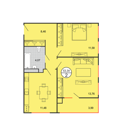 47 м², 2-комнатная квартира 4 200 000 ₽ - изображение 78