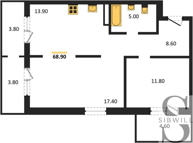 68,9 м², 2-комнатная квартира 7 450 000 ₽ - изображение 24