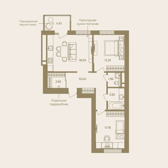 65,2 м², 2-комнатная квартира 11 690 000 ₽ - изображение 1