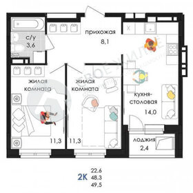 49,6 м², 2-комнатная квартира 6 609 134 ₽ - изображение 1
