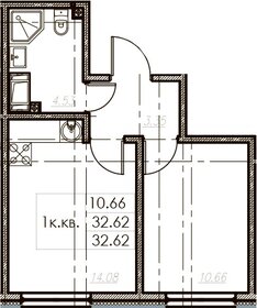 Квартира 32,6 м², 1-комнатная - изображение 1